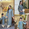 Áo Dài Tằm Nhũ Mẹ & Bé - "Tong Suit Tong", Cổ Đính Ngọc, Chất Vải Nhũ Óng, 4 Màu Cho Các Mẹ Lựa Chọn