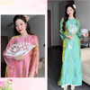 Áo dài dáng suông TƯỜNG XUÂN cổ ngọc tay loe (AK22), áo chất lụa tơ ánh kim nhăn tự nhiên Áo dài Thanh Hiền