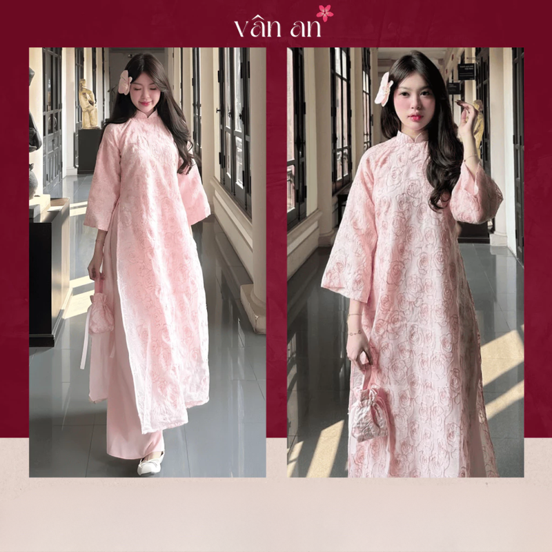 Áo Dài NGỌC HỶ - Dáng Suông Với Thiết Kế 4 Tà, Chất Liệu Tơ Dệt Sợi Kim Tuyến