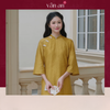 Áo Dài HẠ YÊN - Dáng Suông, Đính Cúc Trên Vai Áo - Chất Liệu Tơ Tencel In Họa Tiết