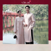 Áo Dài LAM YÊN - Dáng Suông, Tay Dài - Chất Liệu Gấm Châu Sa Dệt Hoa Nổi, Đính Charm Trên Tà Áo