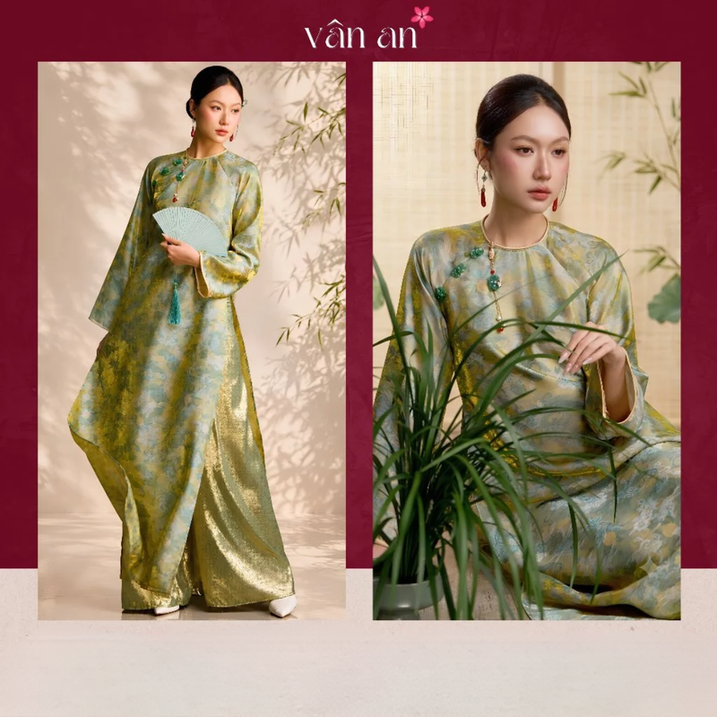 Áo Dài ĐÀO YÊN - Cách Tân Dáng Suông, Cổ Tròn 2 Tà - Chất Liệu Lụa Tencel