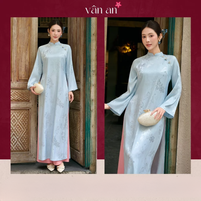 Áo Dài AN KỲ - Cách Tân 2 Tà Dáng Dài - Chất Liệu Lụa Gấm Cao Cấp