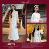 Áo Dài LAM YÊN - Dáng Suông, Tay Dài - Chất Liệu Gấm Châu Sa Dệt Hoa Nổi, Đính Charm Trên Tà Áo