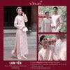 Áo Dài LAM YÊN - Dáng Suông, Tay Dài - Chất Liệu Gấm Châu Sa Dệt Hoa Nổi, Đính Charm Trên Tà Áo