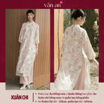 Áo Dài XUÂN CHI - Dáng Suông, Tay Lỡ - Chất Liệu Tơ Thêu và In Hoạ Tiết Hoa Nhẹ Nhàng