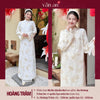 Áo Dài HOÀNG TRÂM - Dáng Dài, Tay Dài, 4 Tà - Chất Liệu Tơ Organza Thêu Hoạ Tiết Kim Tuyến