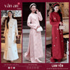 Áo Dài LAM YÊN - Dáng Suông, Tay Dài - Chất Liệu Gấm Châu Sa Dệt Hoa Nổi, Đính Charm Trên Tà Áo