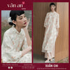 Áo Dài XUÂN CHI - Dáng Suông, Tay Lỡ - Chất Liệu Tơ Thêu và In Hoạ Tiết Hoa Nhẹ Nhàng