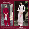 Áo Dài CHÂU SA - Cách Tân Dáng Suông, Hai Tà - Chất Liệu Gấm Hoa Nổi