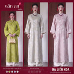 Áo Dài HẠ LIÊN HOA - Thiết Kế Dáng Dài, Tay Dài - Chất Liệu Gấm Lụa Cao Cấp Dệt Họa Tiết Hoa Nổi