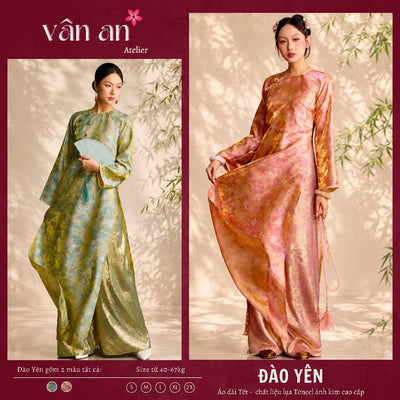 Áo Dài ĐÀO YÊN - Cách Tân Dáng Suông, Cổ Tròn 2 Tà - Chất Liệu Lụa Tencel