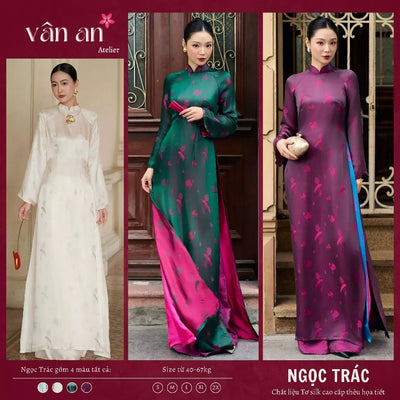 Áo Dài NGỌC TRÁC - Form Dáng Truyền Thống Tay Loe Dài