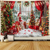 Phông Nền Trang Trí Vải Hình Santa, Noel, giáng sinh, Cây thông, Lò Sưởi Trang Trí - Tín Phát