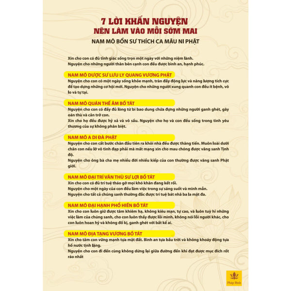 [1 tờ 7LKN ms01] Tờ Chú 7 Lời Khấn Nguyện buổi sáng và buổi tối bằng giấy, IN 2 MẶT, cán ni lông, hình in sắc nét ms04 (Bản sao)
