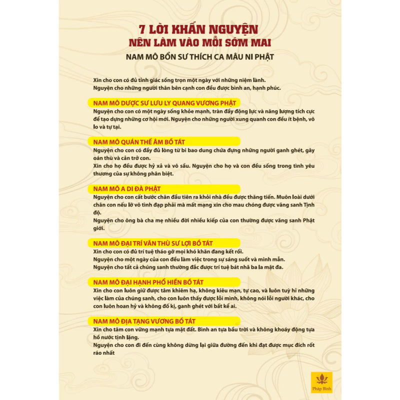 [1 tờ 7LKN ms01] Tờ Chú 7 Lời Khấn Nguyện buổi sáng và buổi tối bằng giấy, IN 2 MẶT, cán ni lông, hình in sắc nét ms04 (Bản sao)